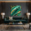 Abstrait art fluide sur toile verte 72-745768158