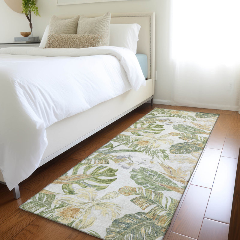 Machine Washable Indoor/Outdoor Cinead ACN1708 Ivory Rug, Runner 2'3" x 7'6"