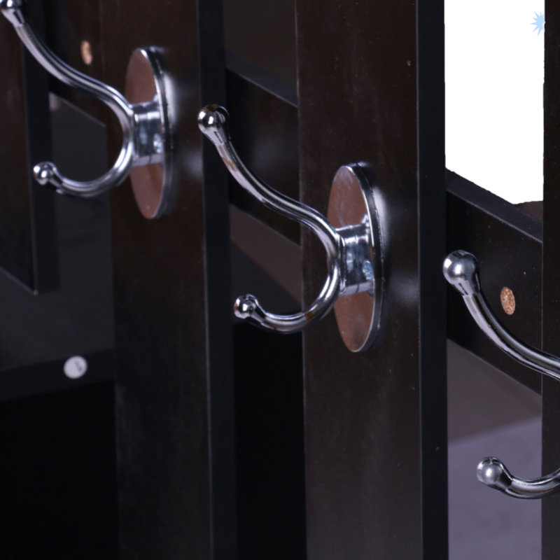 Armoire à combinaison avec armoire à chaussures + étagère suspendue + miroir, Noir, noir, noir, noir