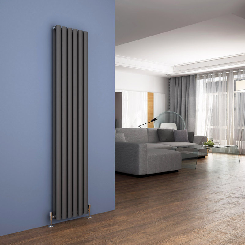Liberty Vertical Oval Panel Radiator, Anthracite, 180cm H x 36cm W x 8.2cm D