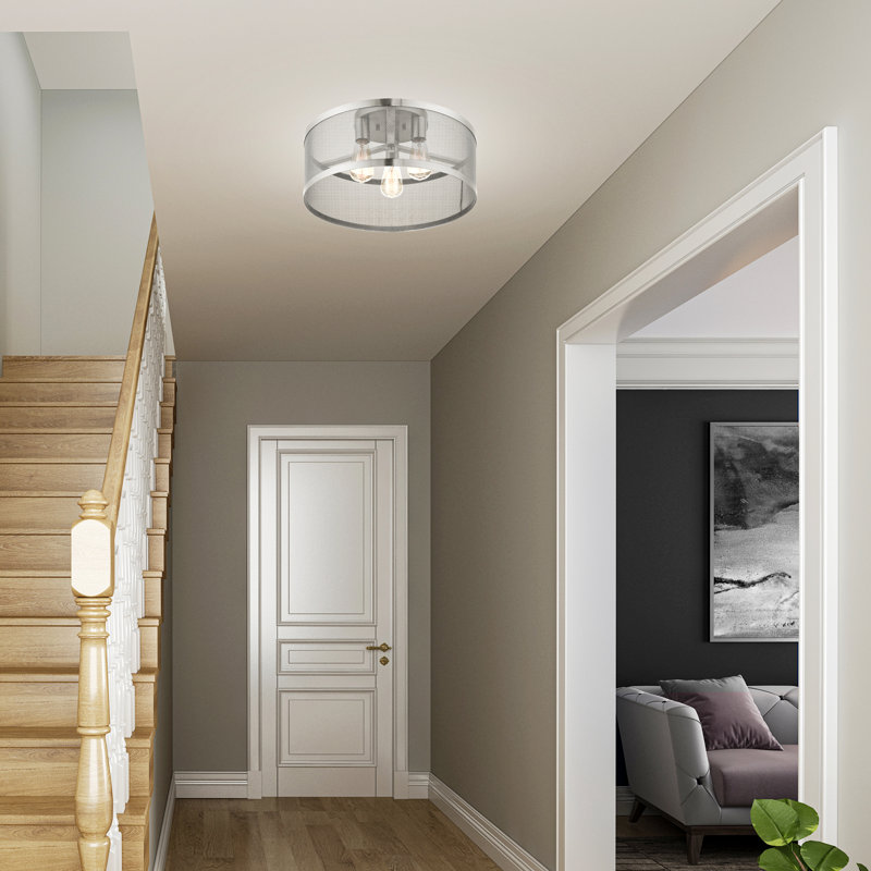 Emilia Flush Mount, 10.25"H x 18"W x 18"D, Brushed Nickel
