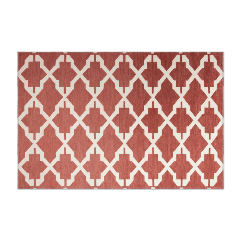 Tapis rouge intérieur et extérieur Trellis, Rectangulaire 3 pi x 5 pi