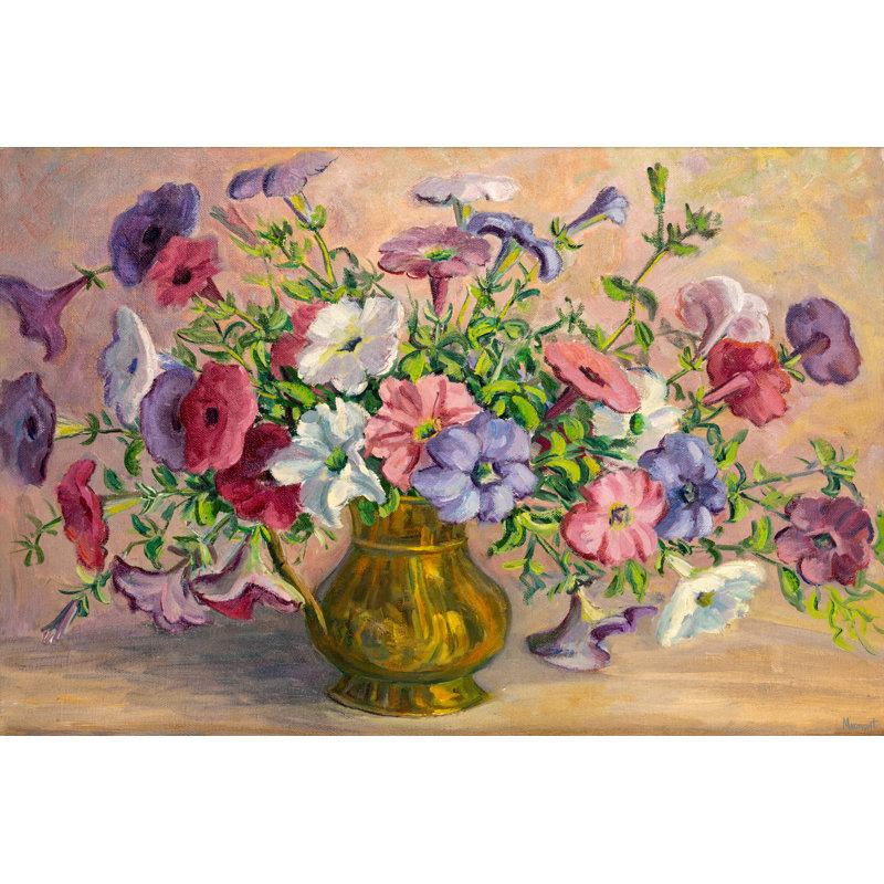 Flowers in a Vase 1 Piece Wrapped Canvas Painting, 45cm H x 66cm W x 2cm D