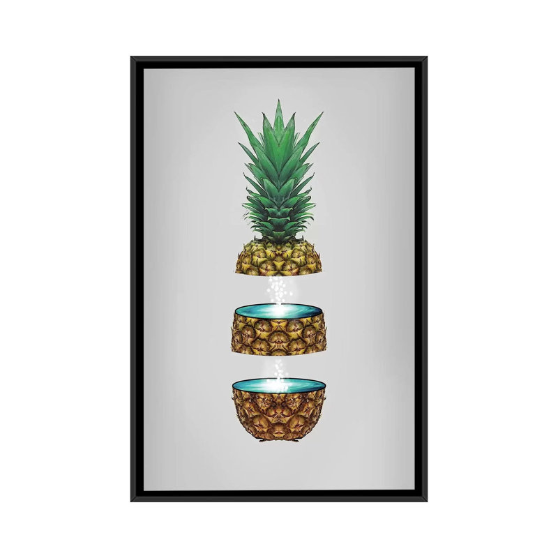 Pineapple Space by Vin Zzep - Print on Canvas, Black Framed, 66.04 cm H x 45.72 cm W x 3.175 cm D