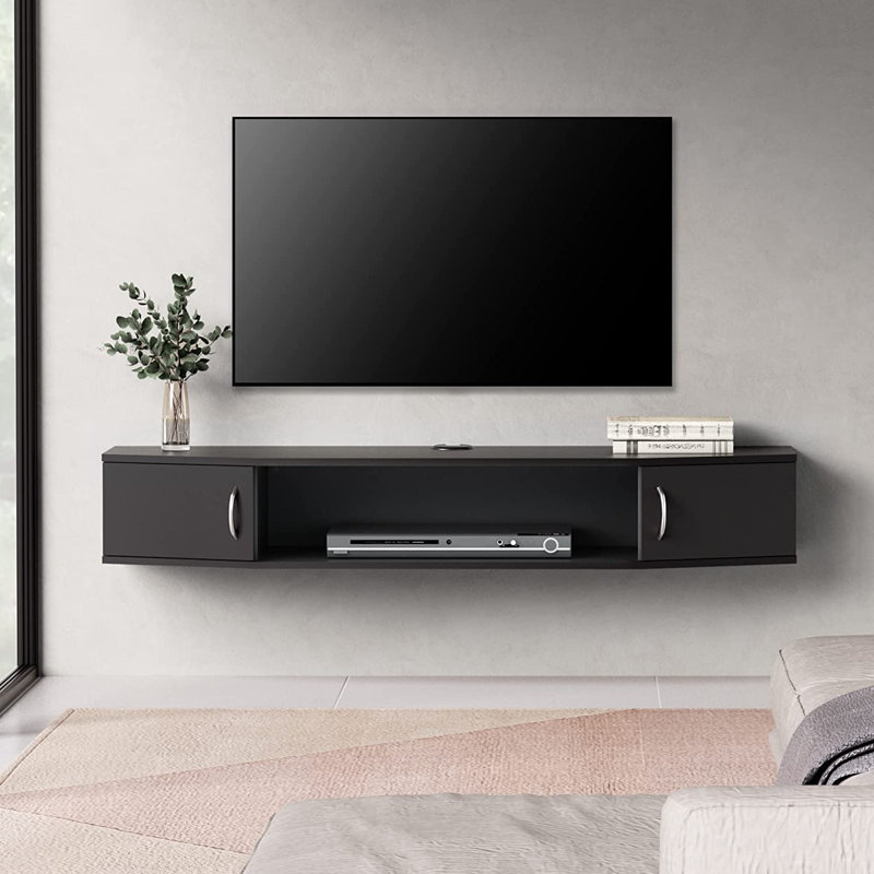 Merliah Unfinished Floating Floating Tv Stand for TVs up to 75, Black