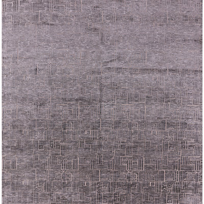 Tapis gris à motif géométrique Bornier