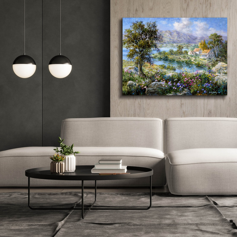  «Enchanted Cottage» par Nicky Boehme, art mural sur toile, 54 po x 40 po, H 40 po x l 54 po