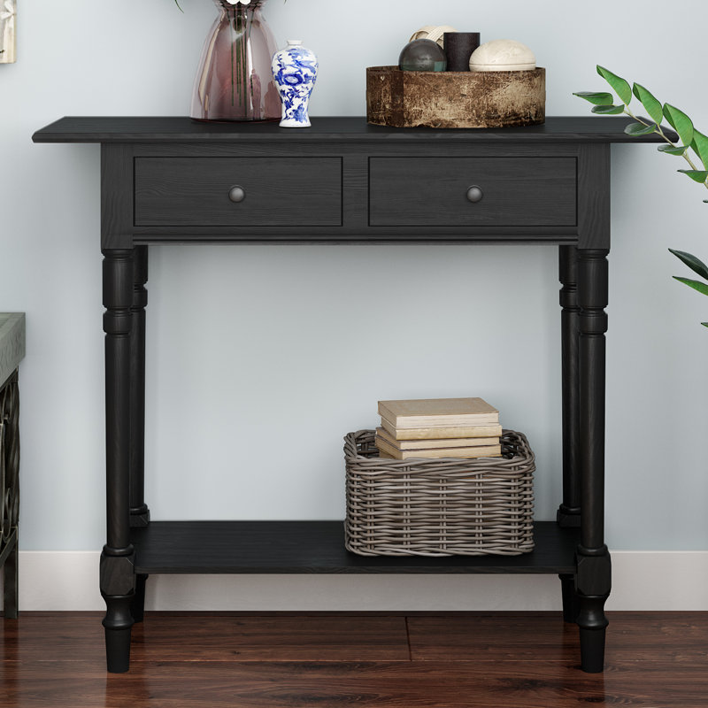 Brookshire 239.22cm Solid Wood Console Table, Distressed Black
