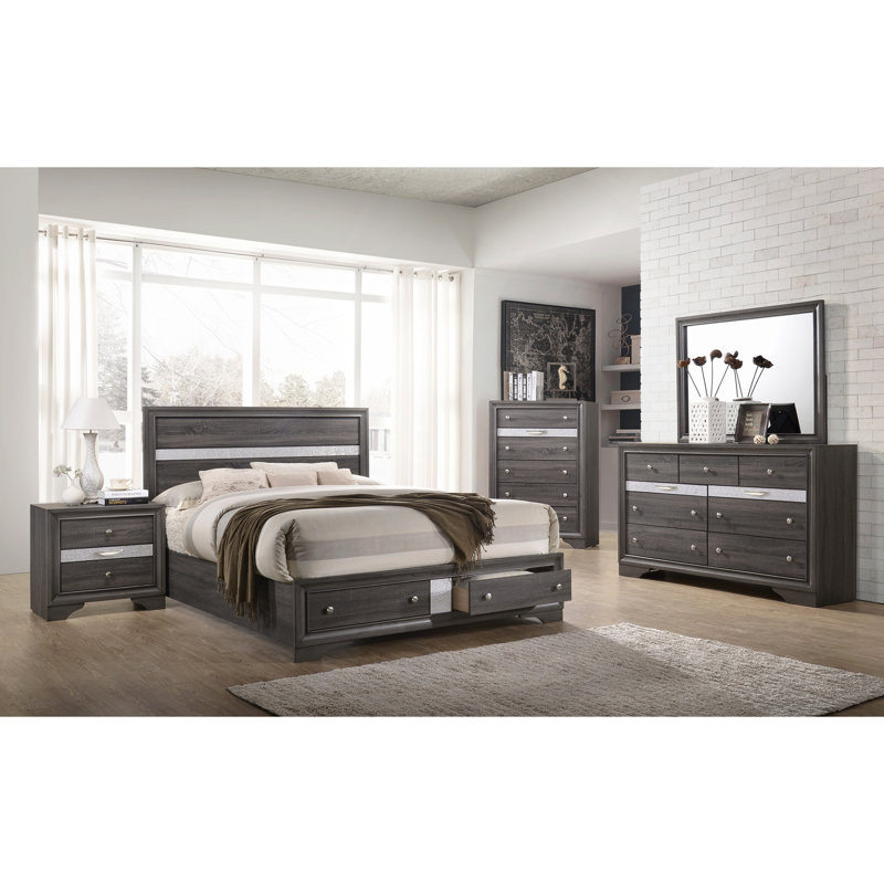 Table de chevet 2 tiroirs Eternity, Gris