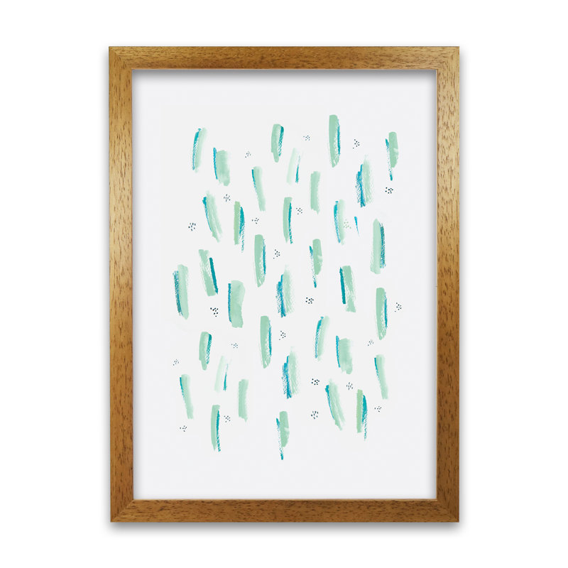 Brush Strokes Mustard by Laura Irwin - Print, Green/Grey, Oak Framed, 59.4cm H x 42cm W x 3cm D