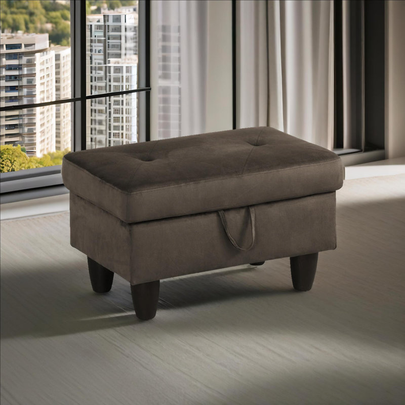 Verona Gray Flannel Storage Ottoman, Microfiber/Microsuede - Dark Gray