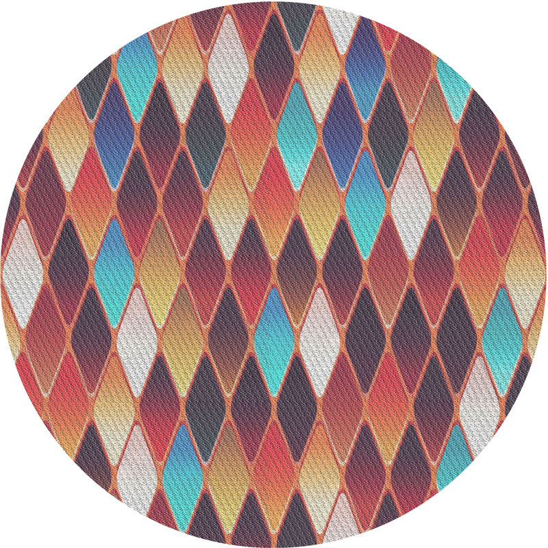 Proulx Geometric Indoor Rug, Round 7'
