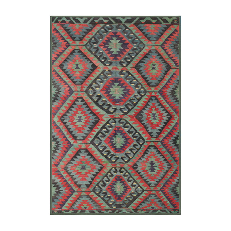 Tapis rouge / vert / brun Avia Southwestern, Rectangle 5 pi x 7 pi