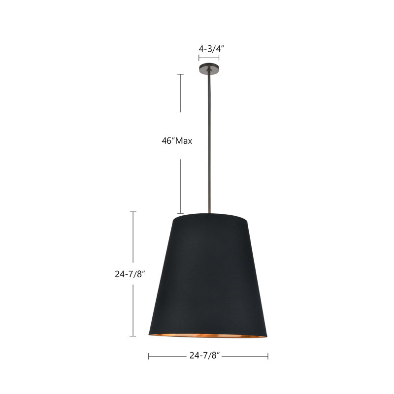 3 - Light Pendant, 71.76" H x 24.88" W x 24.88" D, Black, Black
