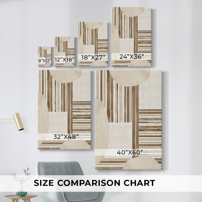 Neutral Stripes -Canvas Print Only - NOT FRAMED, 48" H x 32" W