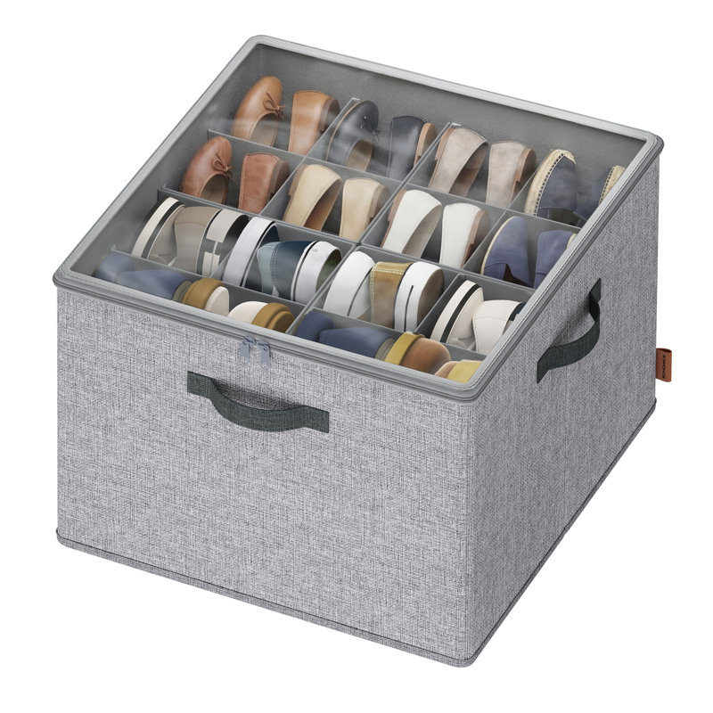 16 Pair Shoe Storage Box, Grey