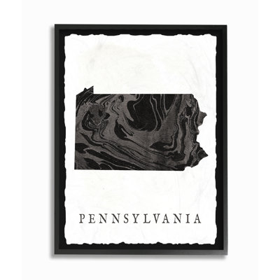 " Marbled Paper Pennsylvania State Silhouette "