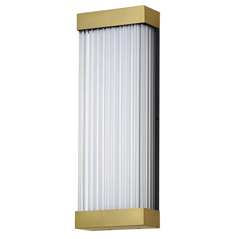 LED Wall Light, 22" H x 8" W x 3.25" D, Natural Aged Brass
