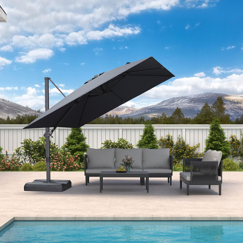 3m Square Cantilever Parasol, Grey