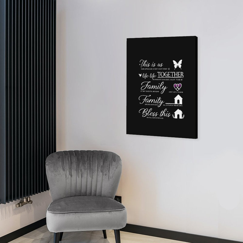 "Family & Home Script", art mural encadré en bois, 16 x 20