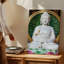 Toile, statue de Bouddha en marbre blanc serein avec détails complexes, art mural, une expression calme et yeux fermés-1101577337