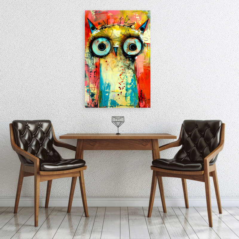 «Vibrant Abstract Owl Abstract Contemporary Modern Bird Owl Forest», reproduction d'art murale, 36" H x 24" W