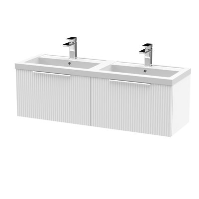Fluted Double Vanity with Drop In Basin