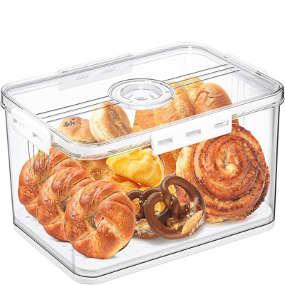 Grande boîte à pain pour les produits de boulangerie faits maison, contenant de rangement du pain avec couvercle hermétique, récipients à biscuits pour comptoir de cuisine et garde-manger, blanc