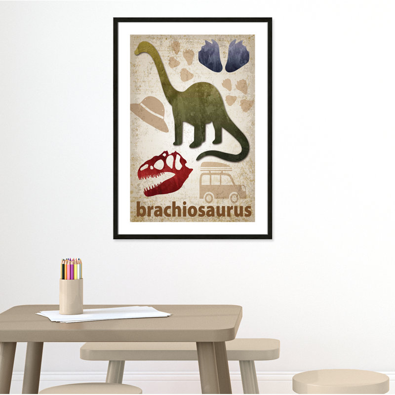 Adhésif décoratif dinosaures-03 ', H 35,5 po x l 25,5 po x P 1,1875 po, Encadré de boîte à grain de bois noir