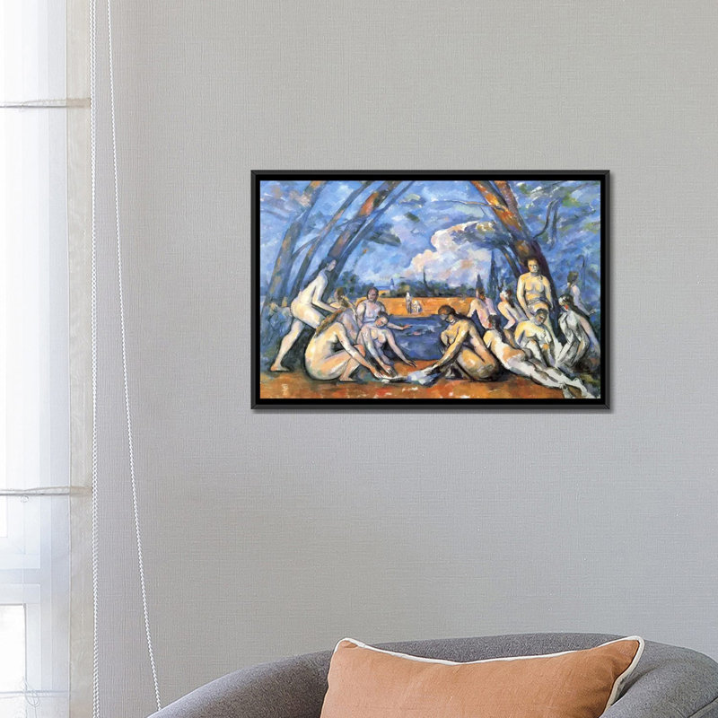 « salle de bain 2 » par paul cezanne, reproduction d’art sur toile, H 18 po x l 26 po x P 1,5 po, Toile avec cadre noir