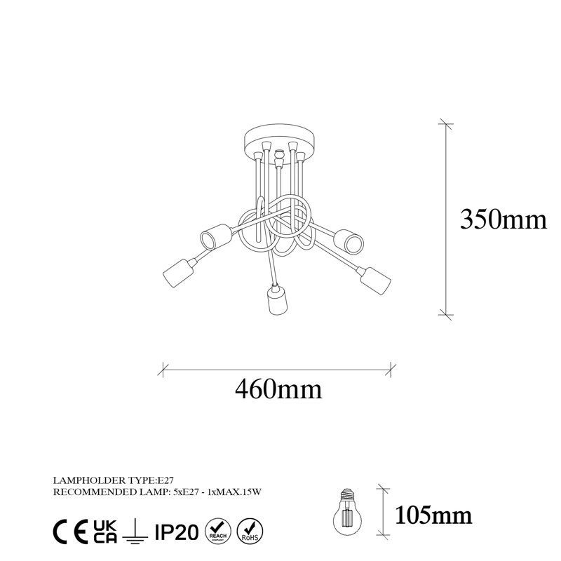 Lustre sphérique Spoutnik à 5 lumières Nohan