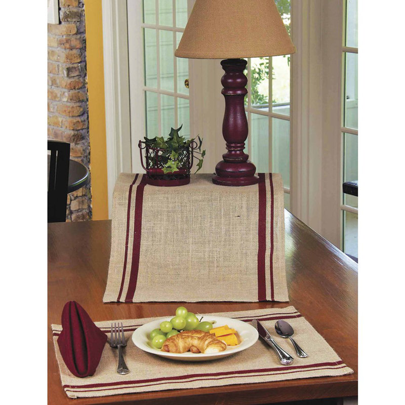 Chemin de table 100% coton Callas, Rouge campagnard