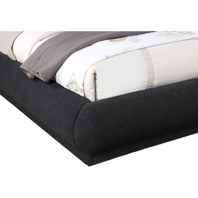 Rigby Upholstered Platform Bed, King, Black Boucle Fabric
