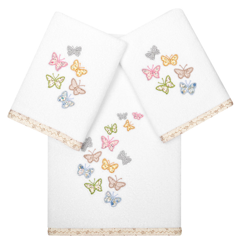 Ensemble de serviettes 100% coton turc, Blanc, Ensemble 3 serviettes de bain