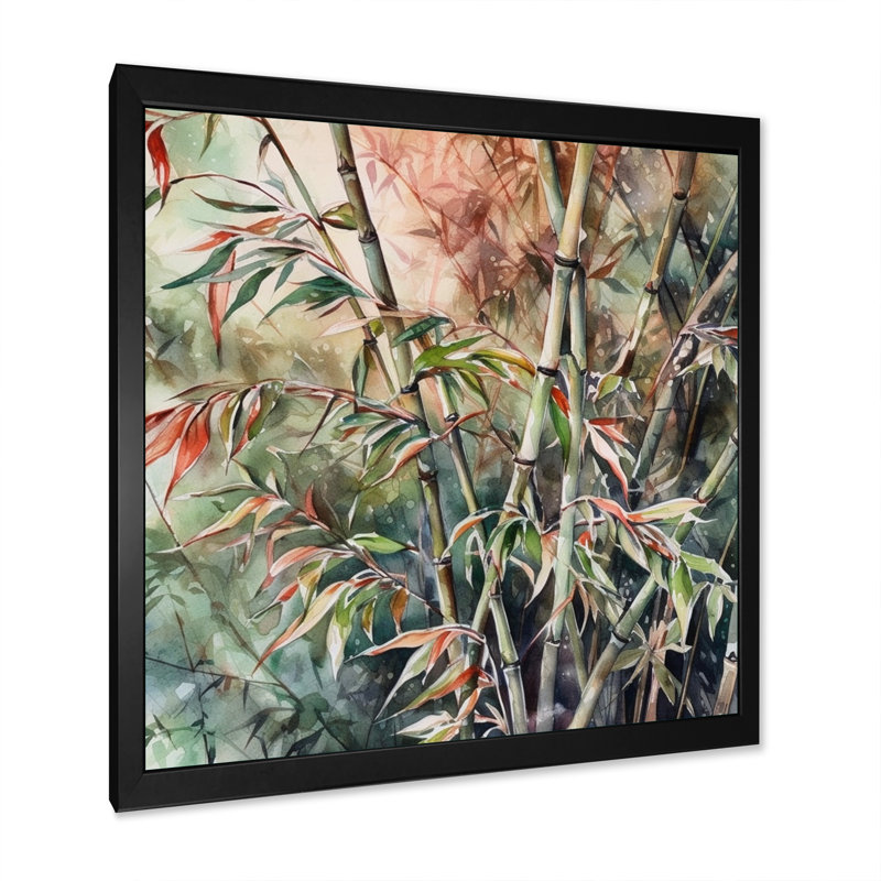 Impression sur toile Fairmont Green Floral Bamboo Bliss VI, H 30 po x l 30 po x P 1 po, Cadre photo noir