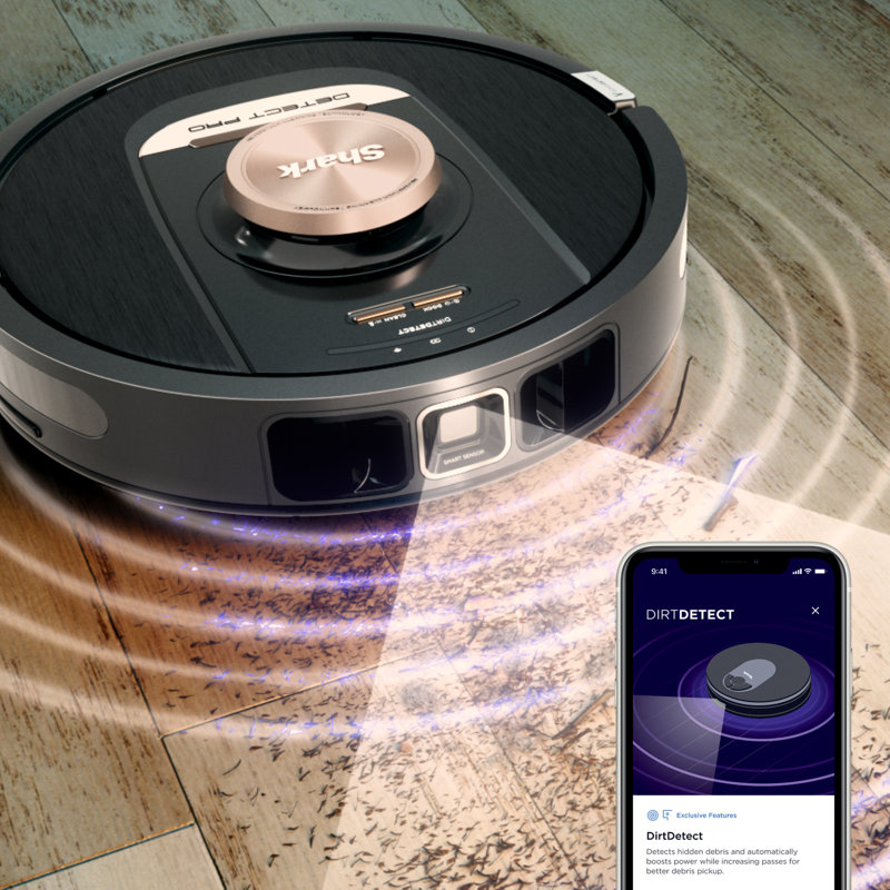 Black Cordless Bagless Robot Vacuum with HEPA Filter for Pets