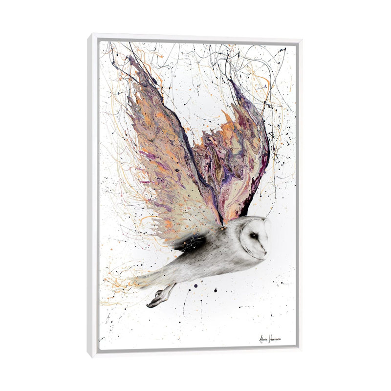 «Heart Winged Owl» par Ashvin Harrison - impression, Aucun mat, H 26 po x l 18 po x 1,5 po, Toile blanche encadrée