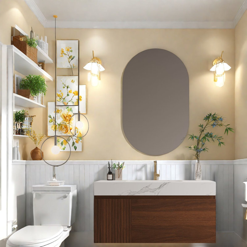 Meuble-lavabo moderne de 36 po (doit inclure le meuble-lavabo et le lavabo), baignoire en noyer