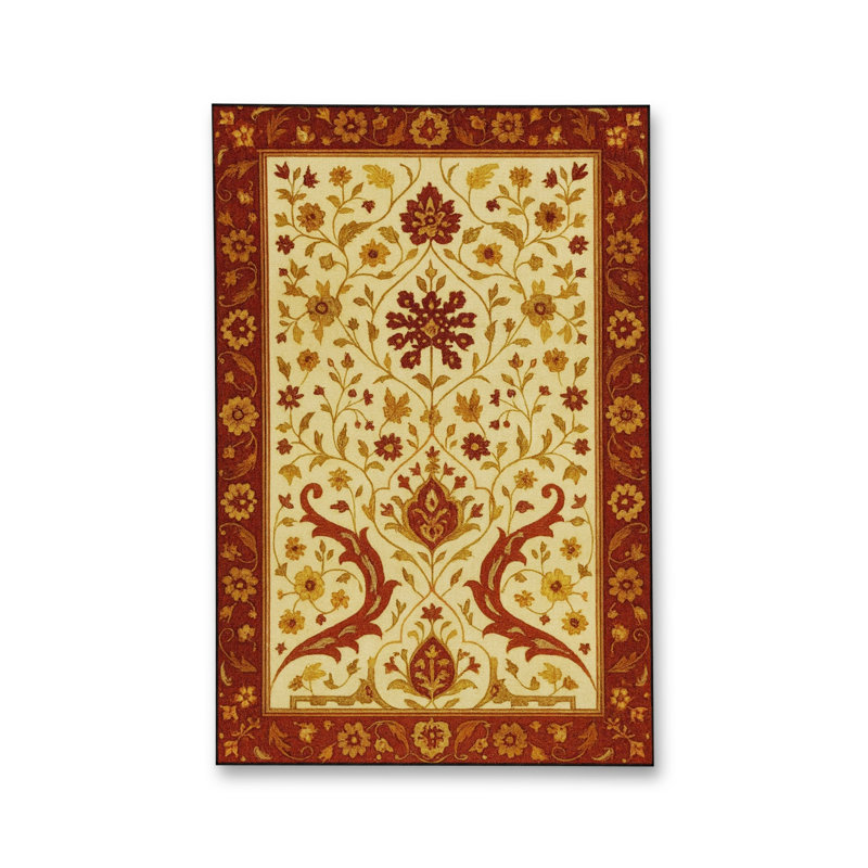 MOSSO Blue Ethnic Floral Vintage Washable Woven Backing Area Rug, 2'4" x 3'11"