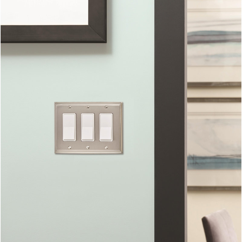 Mulholland 3-Gang Rocker Wall Plate, Satin Nickel