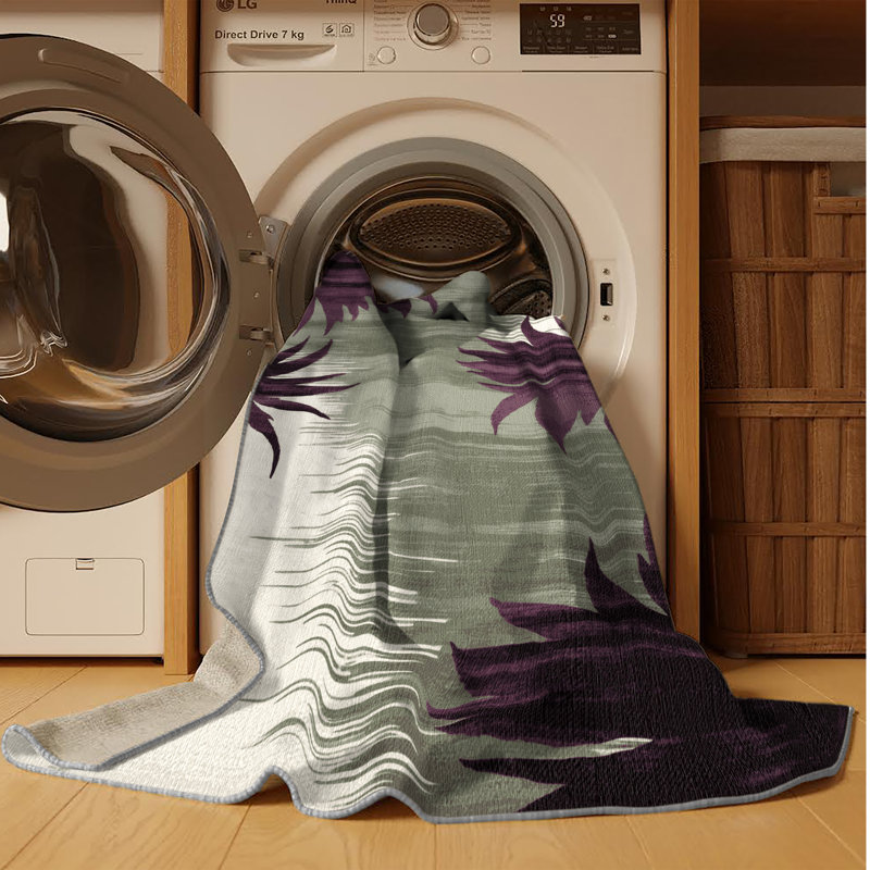 Machine Washable Watercolor Brown Area Rug, Runner 2' x 5'