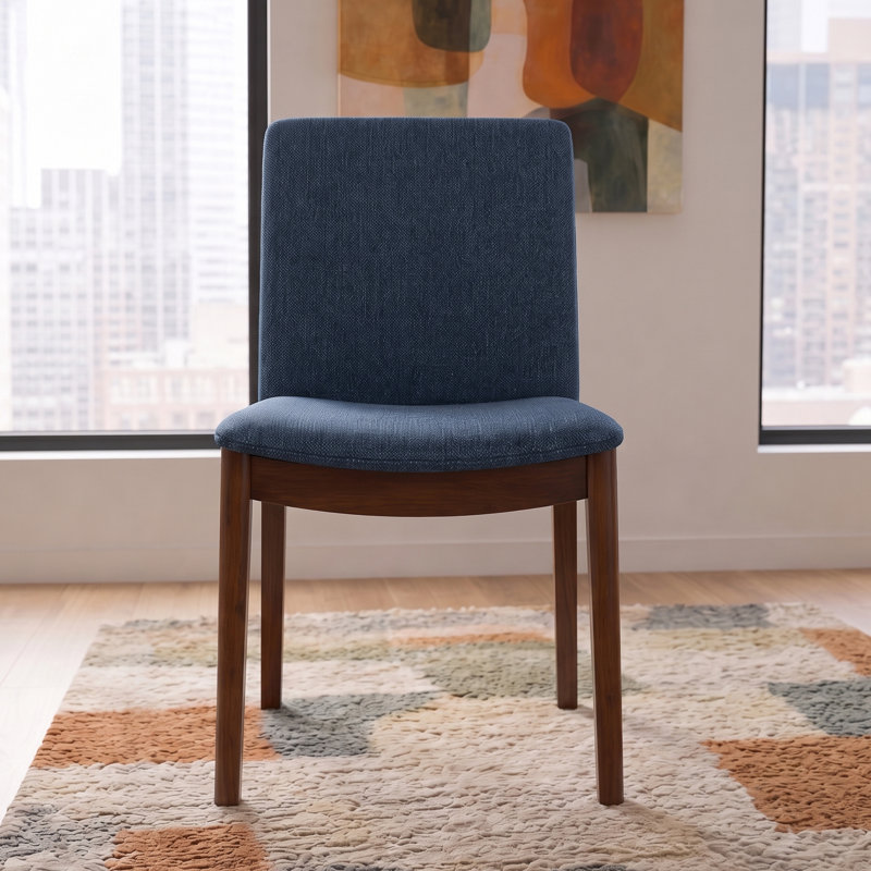 Barriento 18.9'' H Upholstered Parsons Chair, Blue Linen
