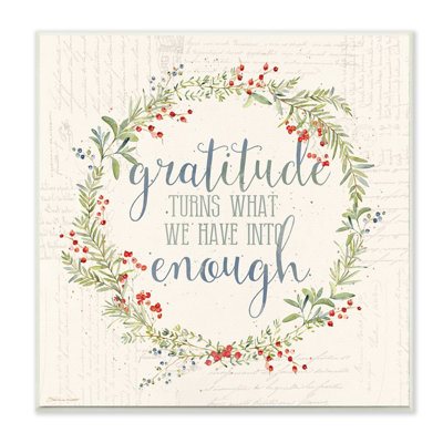 «Gratitude Enough Fall Autumn Seasonal Inspirational Word» par Stephanie Workman Marrott - impression d'art textuel