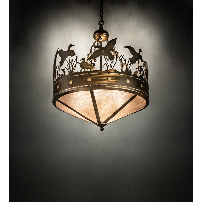 Rustic Lodge Pendant, 62" H x 24" W x 24" D, Copper