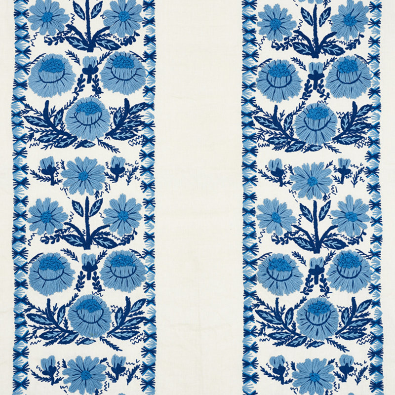 Marguerite Embroidery Fabric, Sky