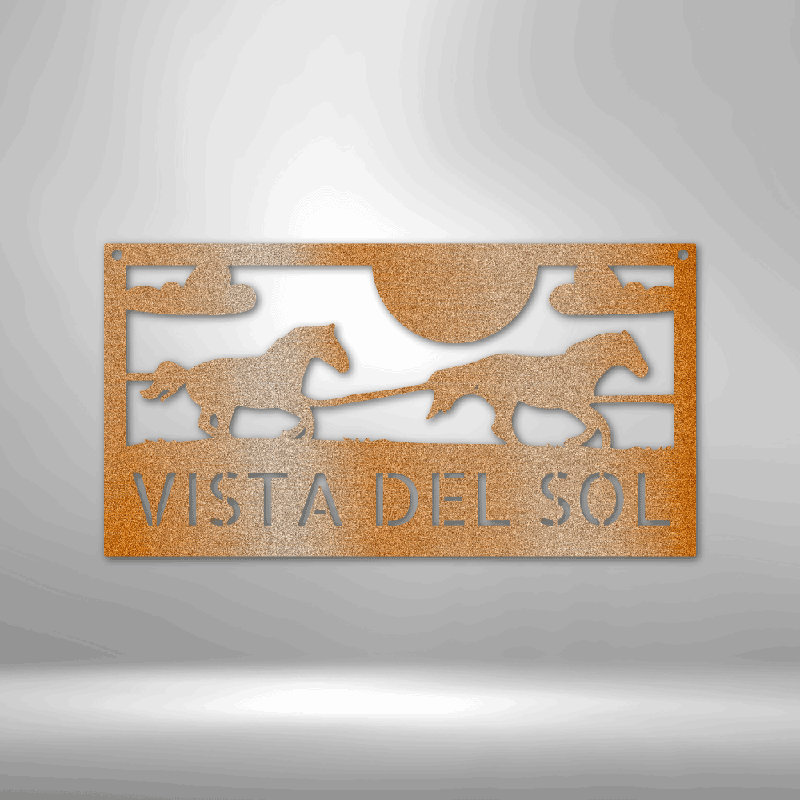 Monogramme personnalisé de chevaux de course, panneau en acier, décoration murale en métal, H 14,25 po x l 14,5 po x P 0,5 po