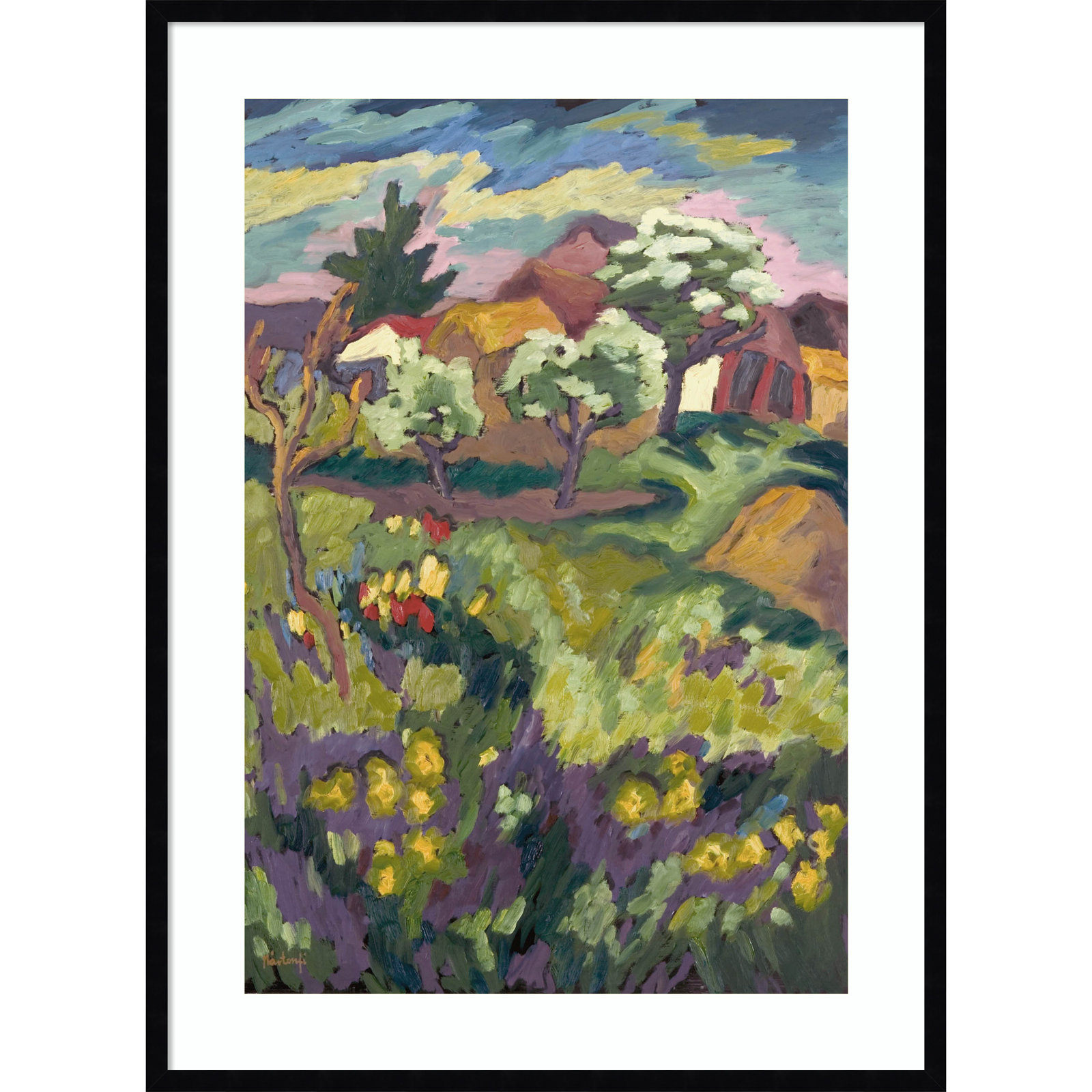 Garden of My Childhood Print, Black, 41" H x 30" W x 1" D