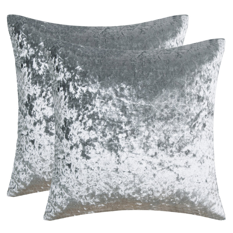 Velvet Reversible Pillow Cover, 18" H x 18" W, Light Gray