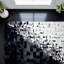 Tapis en cuir de vachette noir et blanc fait à la main-990590199