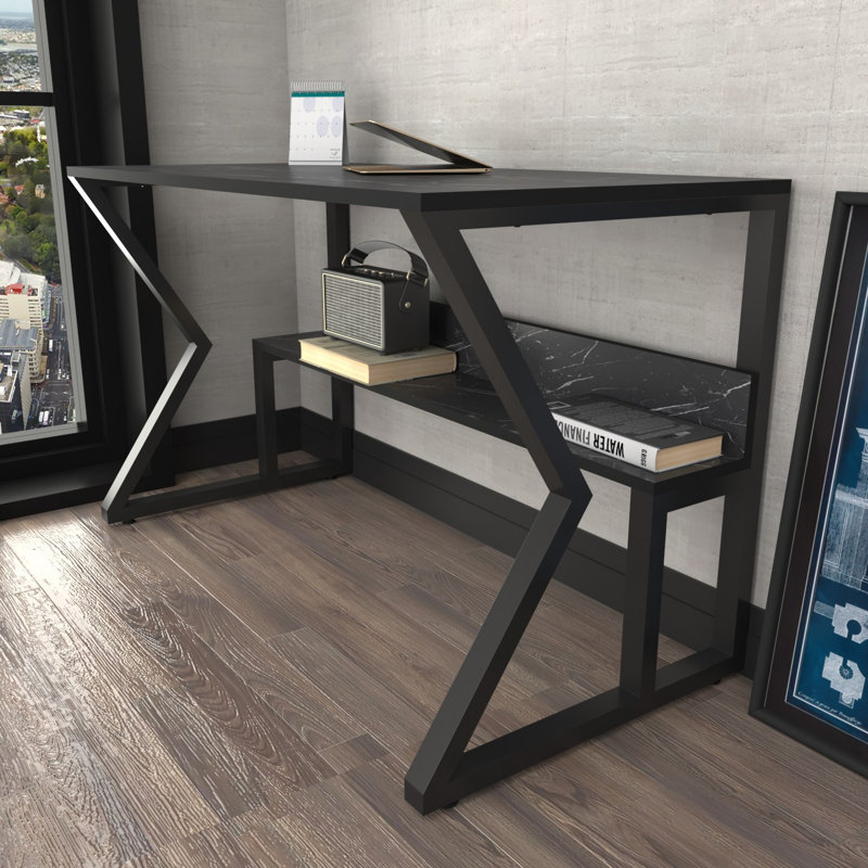 Modern Marble Study Desk 47.2 x 28.6 x 23.6 inches | 100% Melamine Coated Particle Board, Thickness: 0.7 inches | Stylish & Functional Design for Home Office, Elegant Workspace Solution